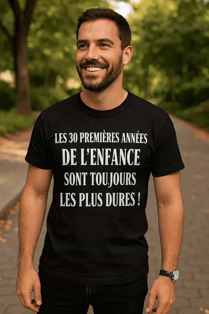 T-shirt humoristique Enfance de trente ans