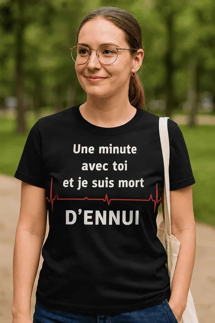 T-shirt humoristique Ennui mortel – Une minute