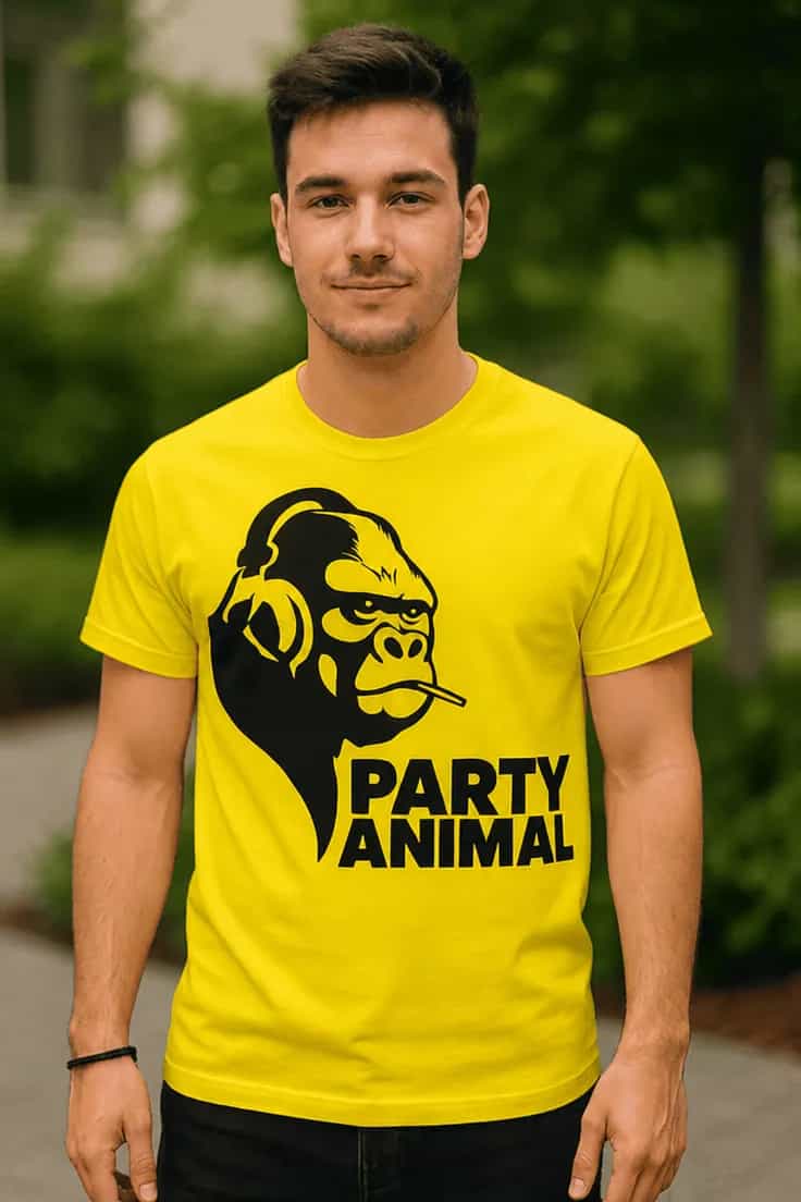 T-shirt humoristique Fêtard sauvage PARTY ANIMAL
