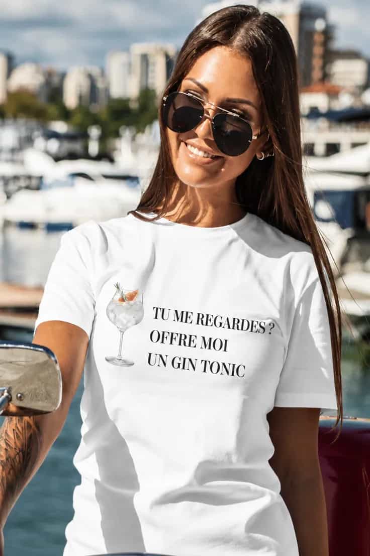 T-shirt humoristique Gin tonic - TU ME REGARDES