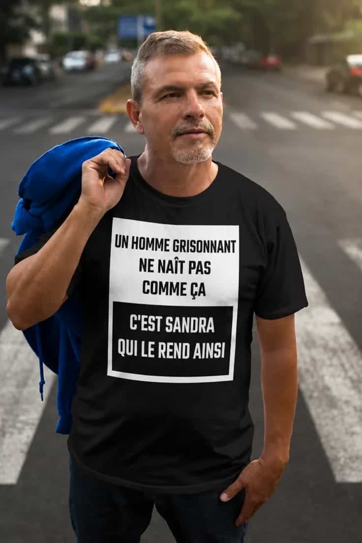 T-shirt humoristique Homme grisonnant avec prénom