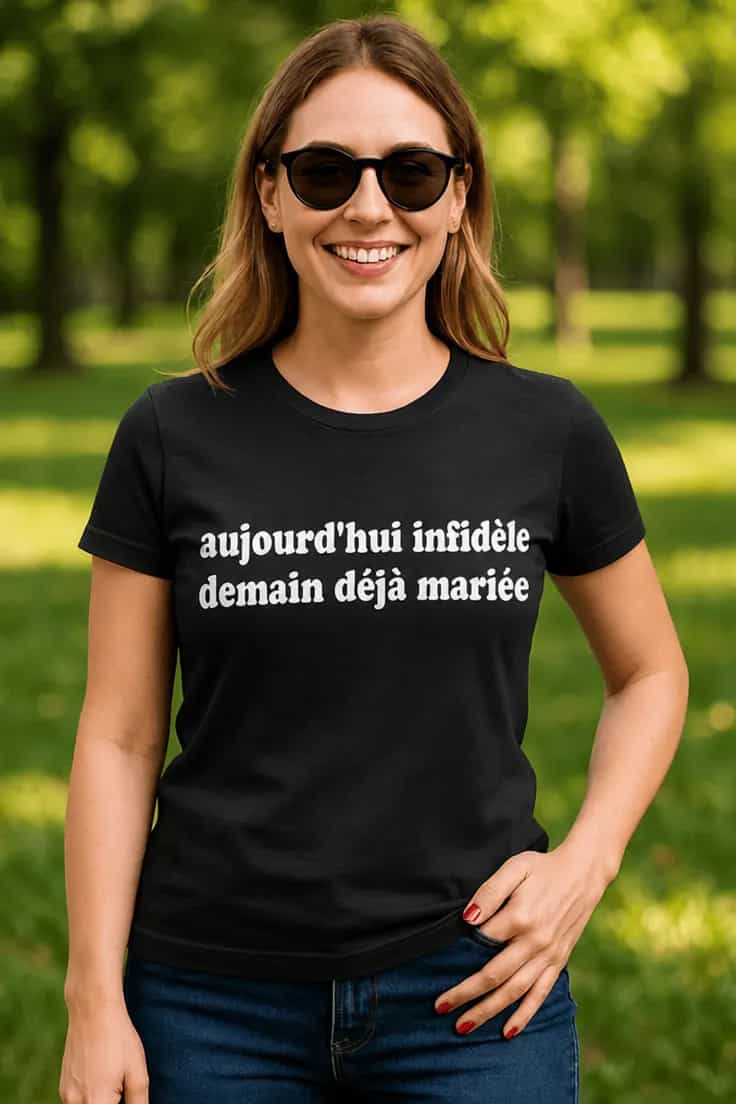 T-shirt humoristique Infidèle puis mariée demain