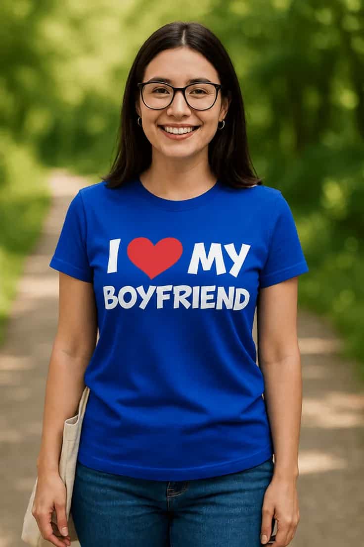 T-shirt humoristique J'aime mon copain I♥MY BOYFRIEND