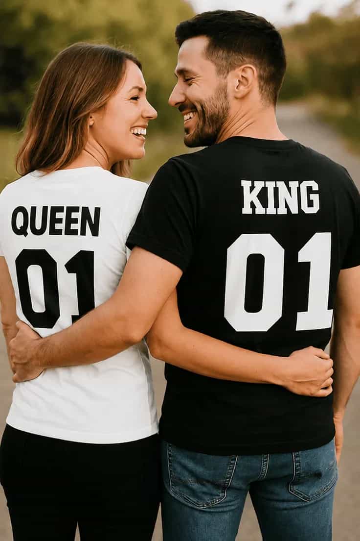 T-shirt humoristique King queen duo QUEEN KING 01 01