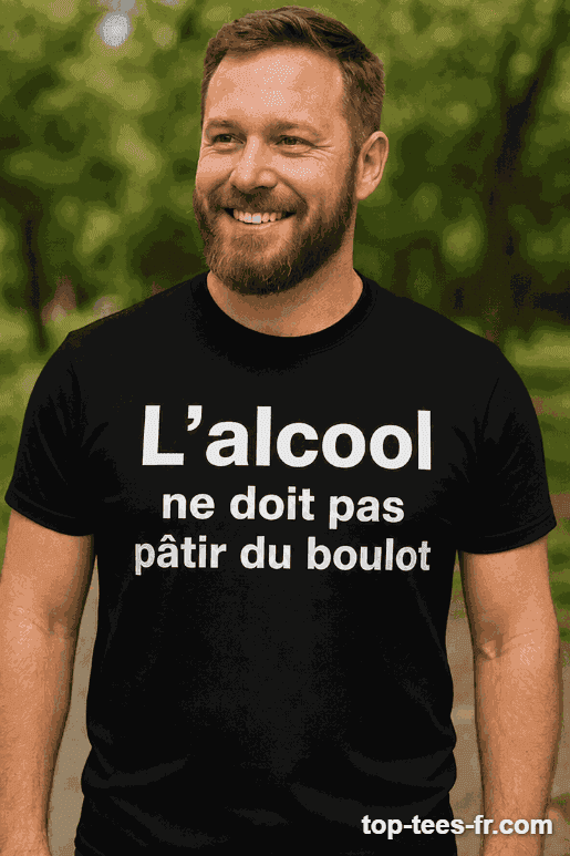 T-shirt humoristique l'alcool ne doit pas pâtir