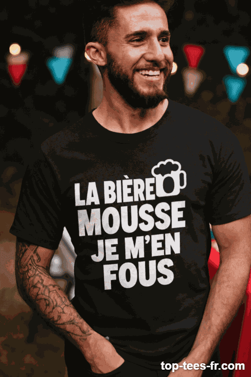 T-shirt humoristique la bière mousse je m'en fous