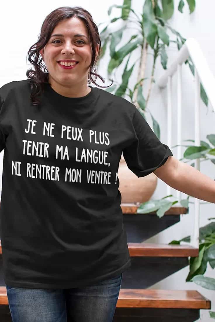 T-shirt humoristique Langue et ventre – JE NE PEUX