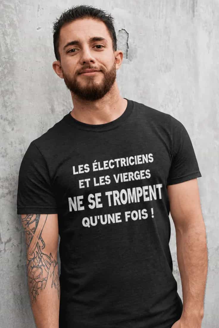 T-shirt humoristique Électriciens et vierges