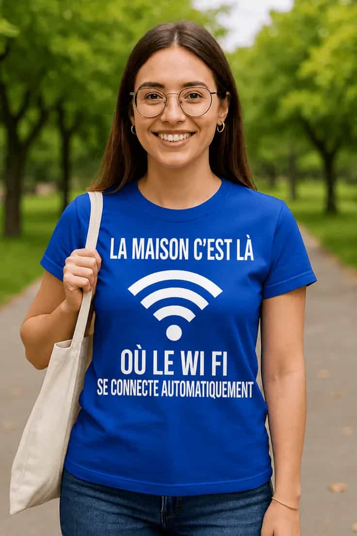 T-shirt humoristique Maison et wifi automatique