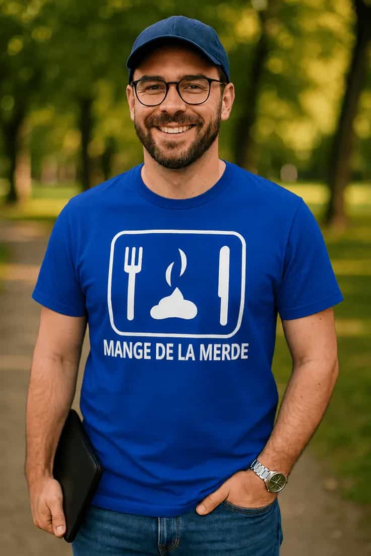T-shirt humoristique Mange de la merde
