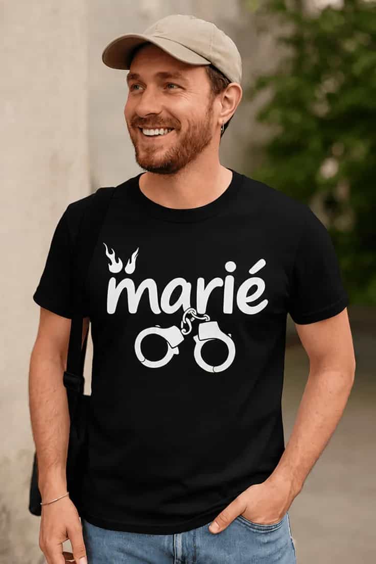 T-shirt humoristique Marié avec menottes