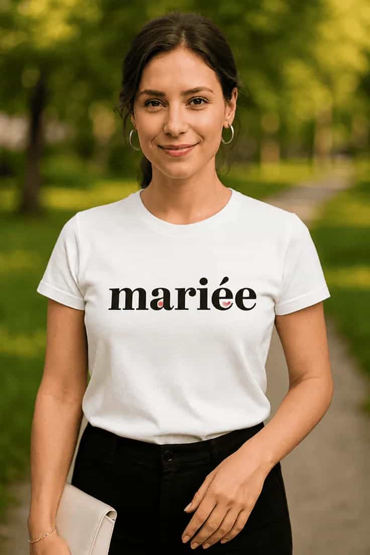 T-shirt humoristique Mariée avec cœurs mariée