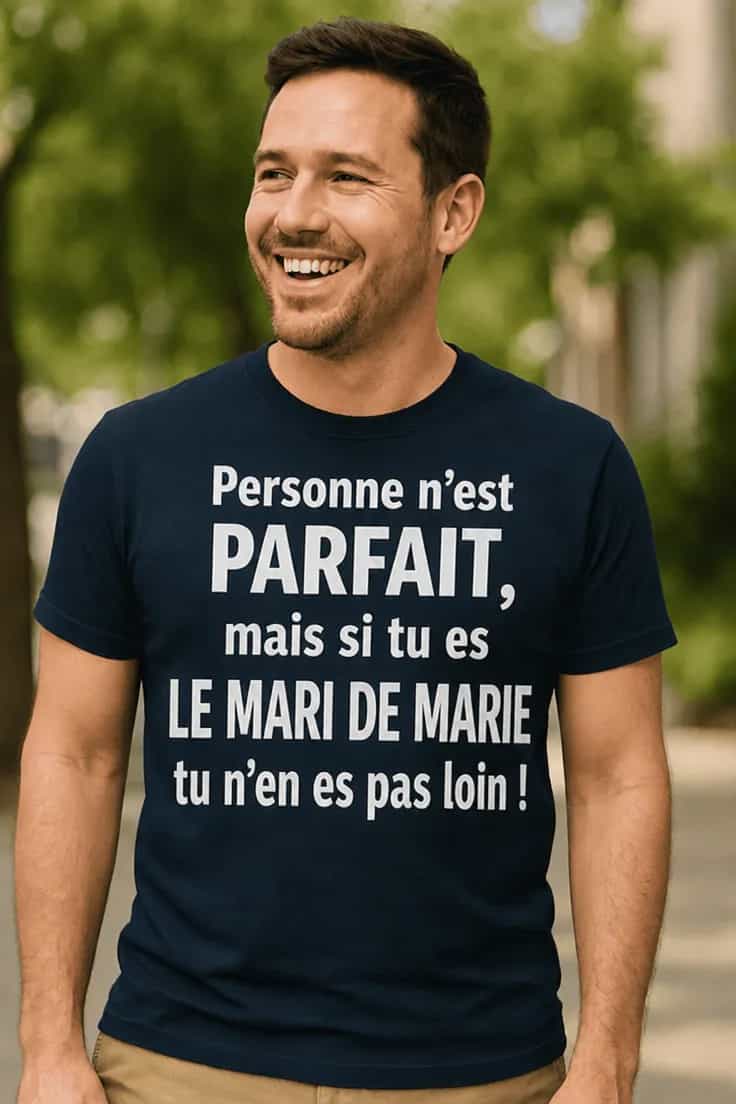 T-shirt humoristique Mari parfait avec prénom personnalisé
