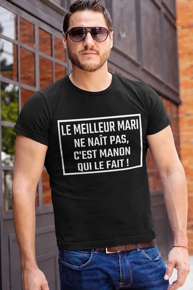 T-shirt humoristique Meilleur mari avec prénom