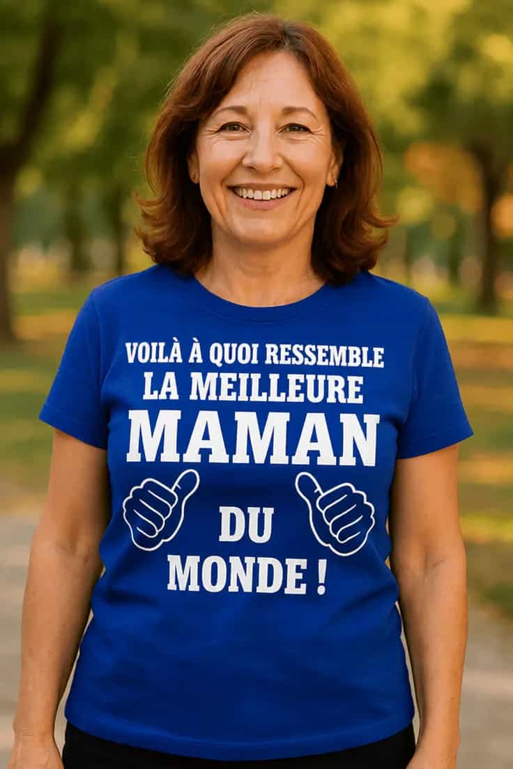 T-shirt meilleure maman du monde avec inscription au choix