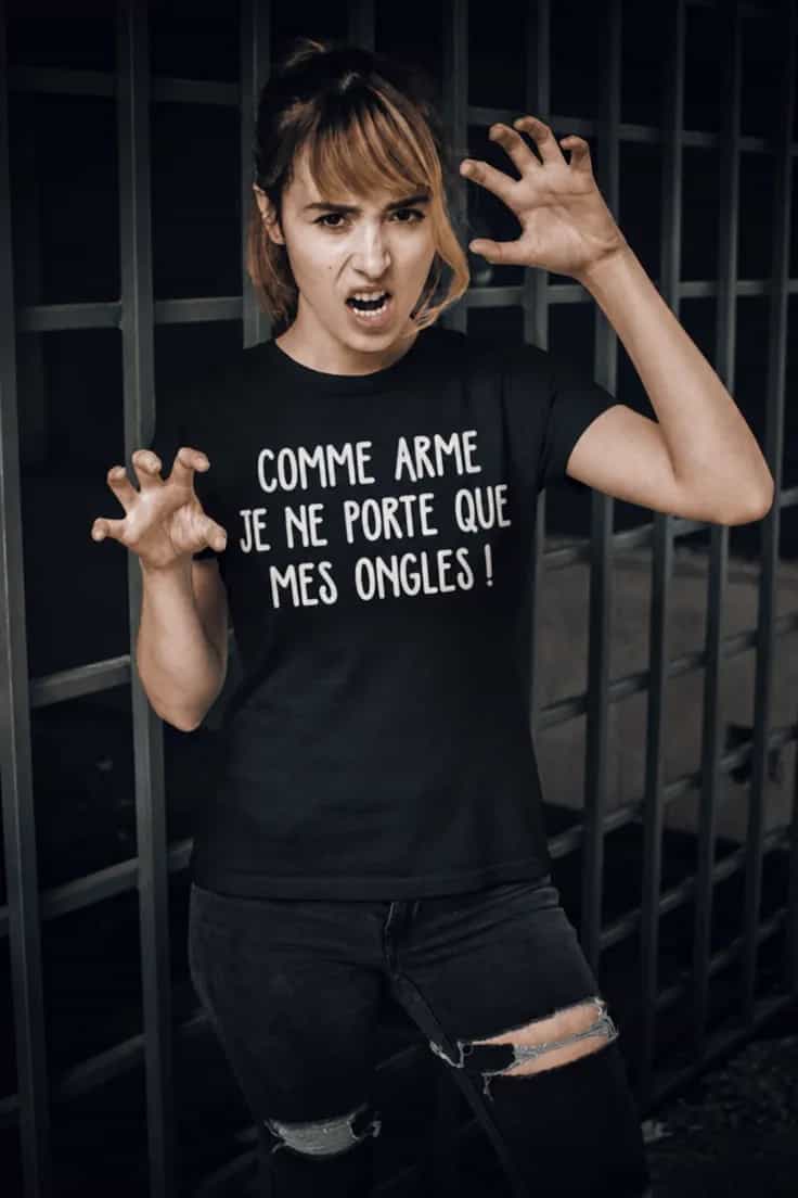 T-shirt humoristique Mes armes sont mes ongles