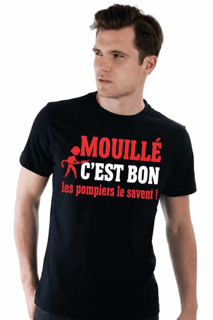 T-shirt humoristique Mouillé c'est bon pompiers
