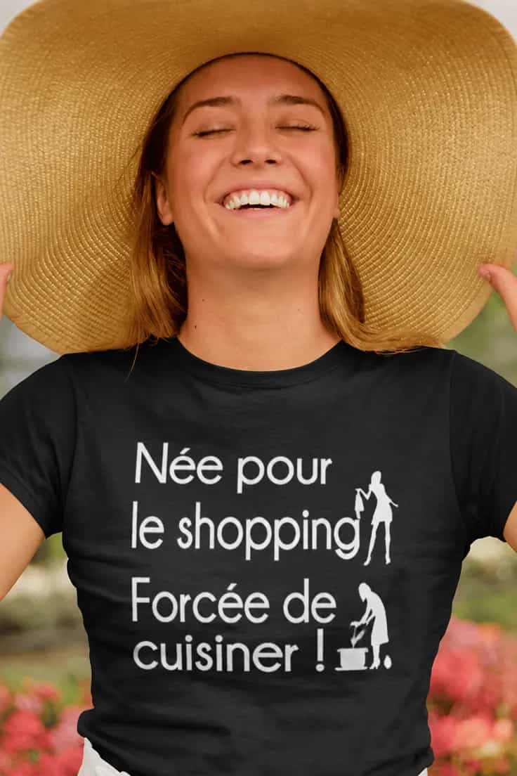 T-shirt humoristique Née pour le shopping