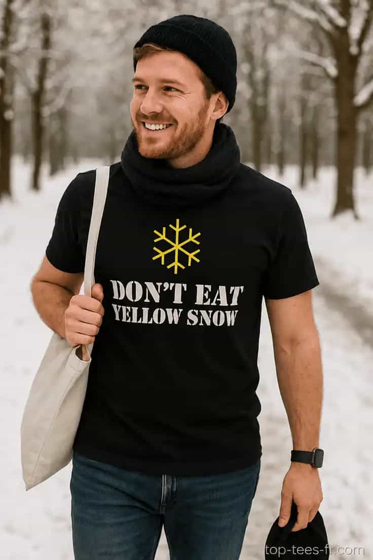 T-shirt humoristique Ne mange pas la neige jaune