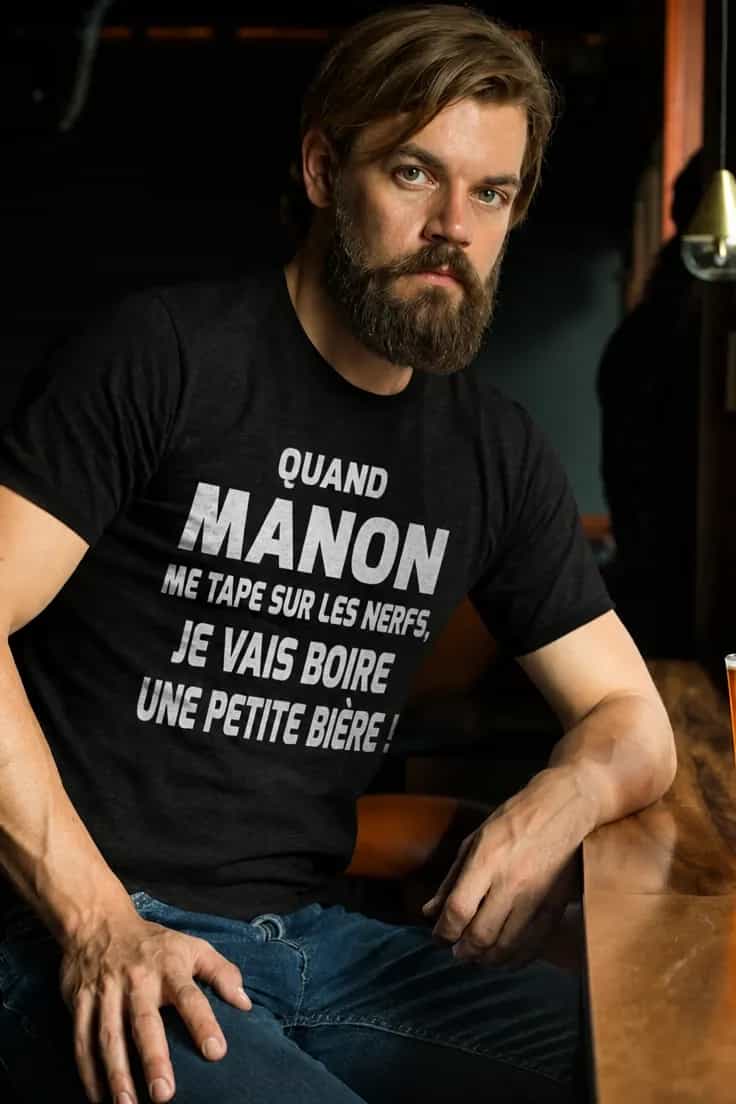 T-shirt humoristique Nerfs et bière avec prénom
