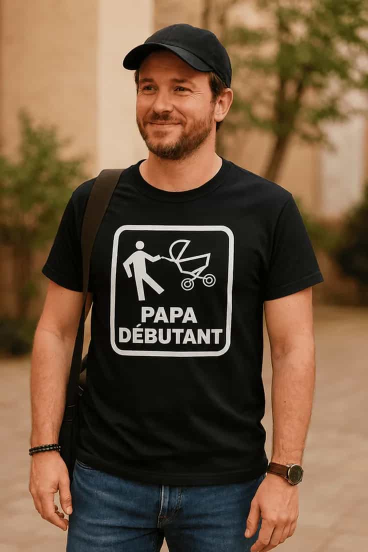 T-shirt humoristique Papa débutant - PAPA DÉBUTANT