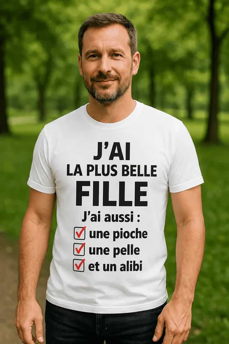 T-shirt humoristique Papa protecteur et sa fille
