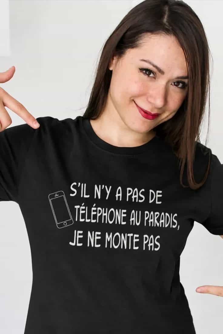 T-shirt humoristique Paradis sans téléphone