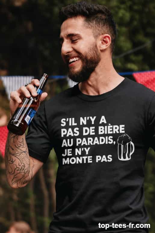 T-shirt humoristique pas de bière au paradis