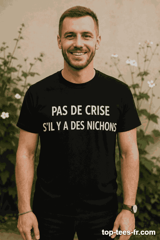 T-shirt humoristique pas de crise s'il y a des nichons