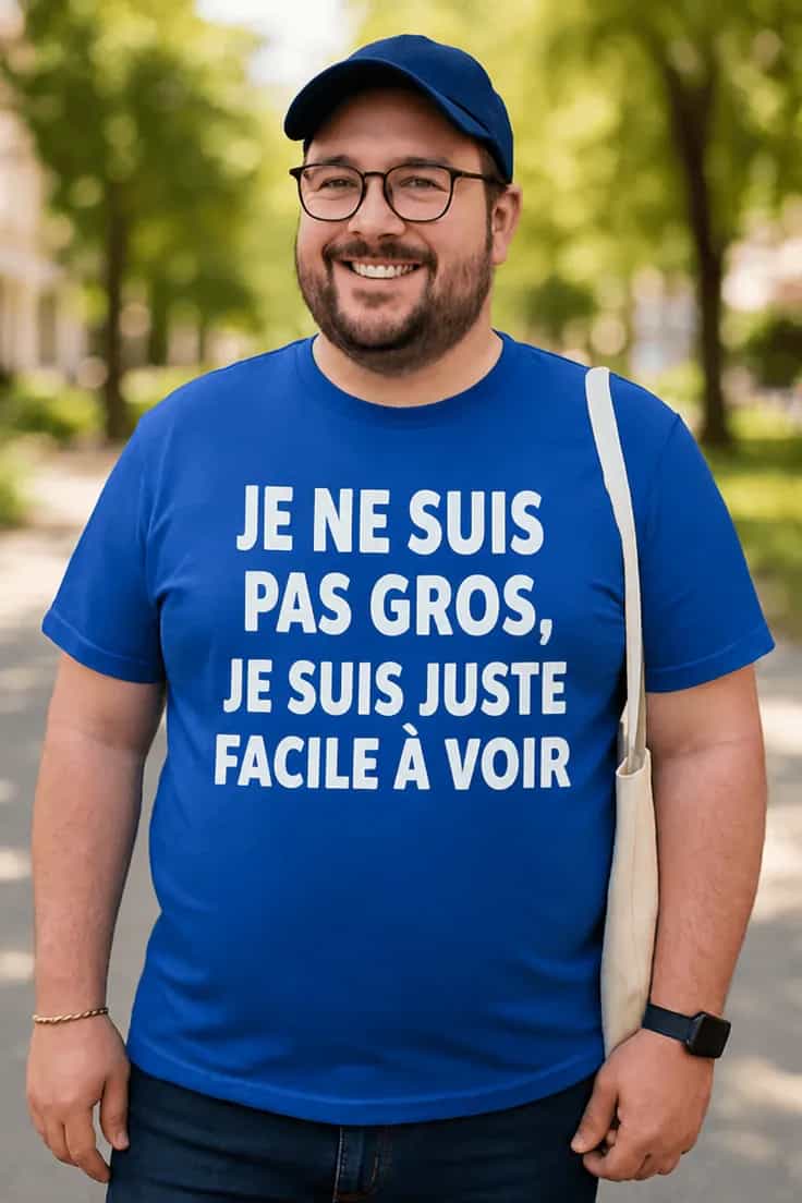 T-shirt humoristique Pas gros juste visible