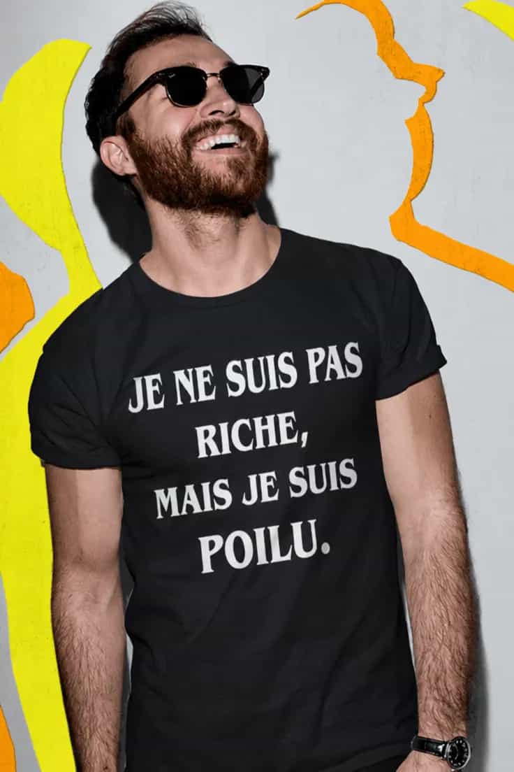 T-shirt humoristique Pas riche mais poilu