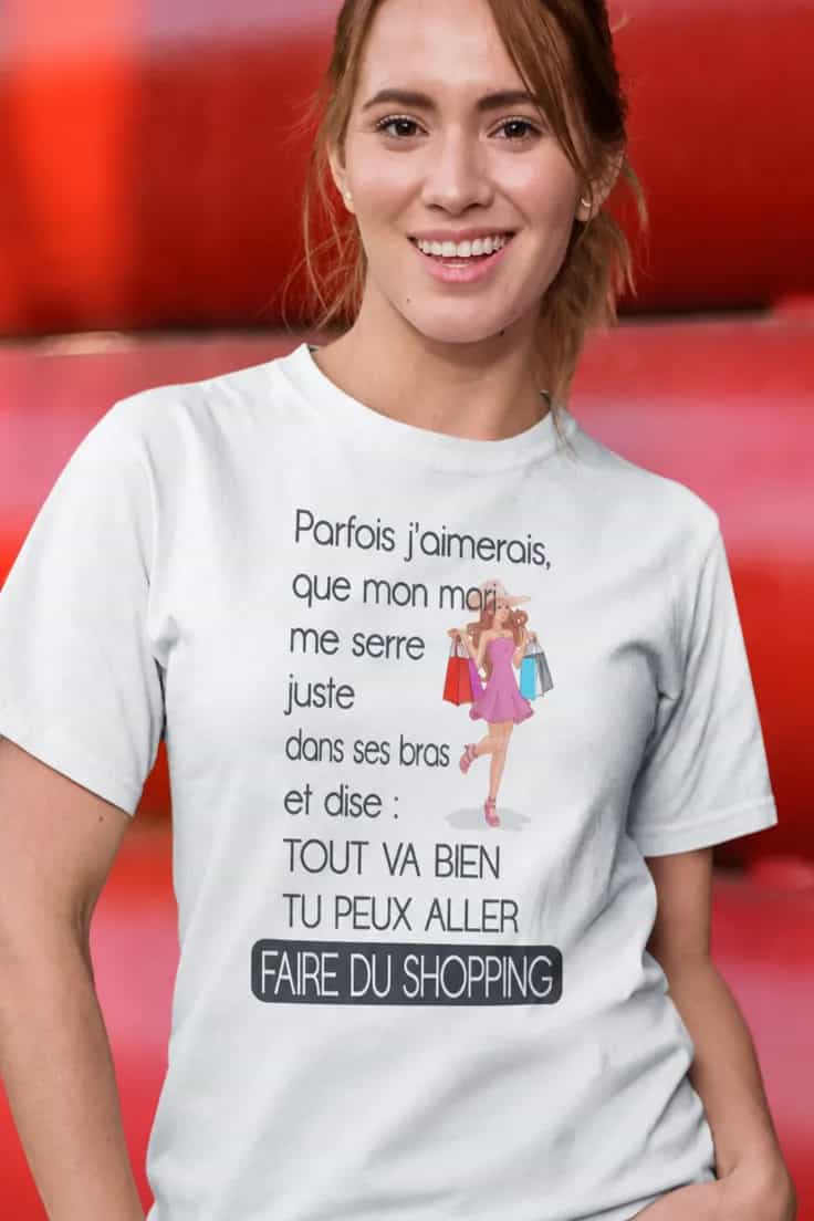 T-shirt humoristique Permission de shopping