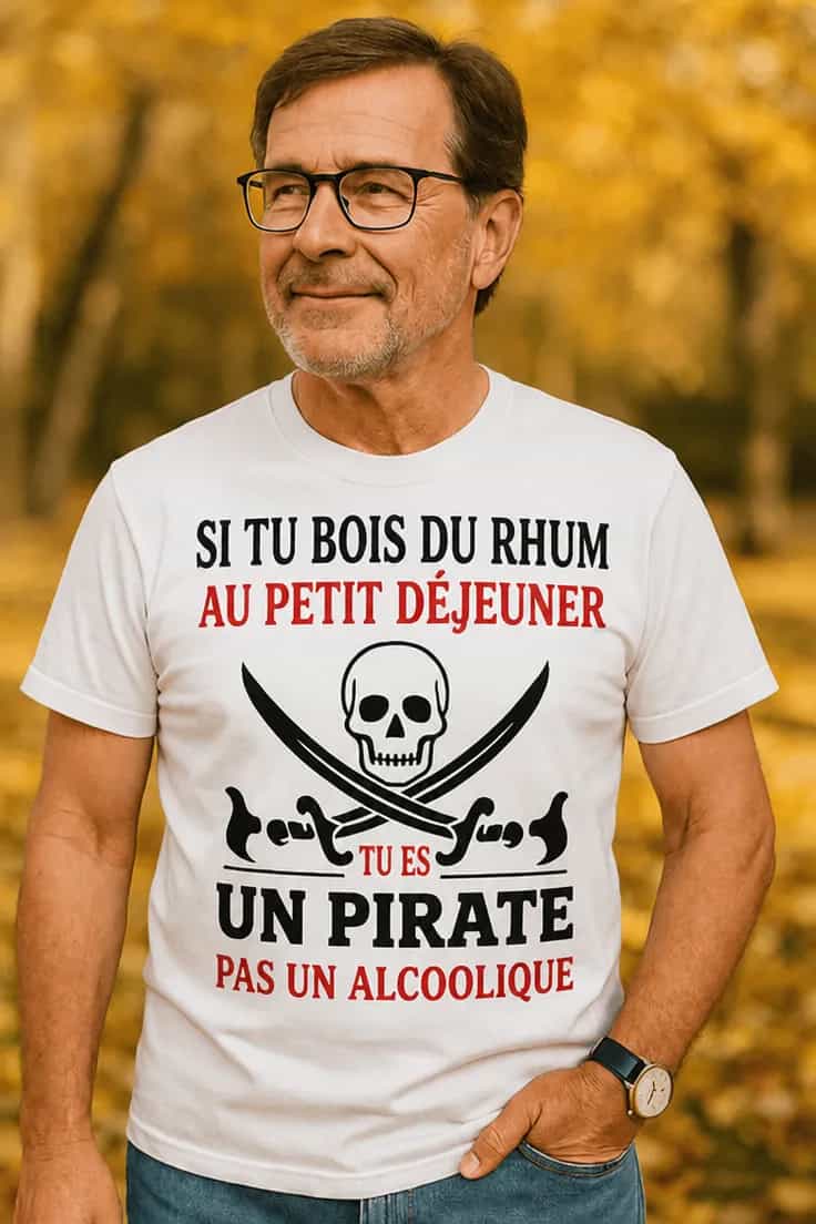 T-shirt humoristique Pirate au rhum – SI TU BOIS D