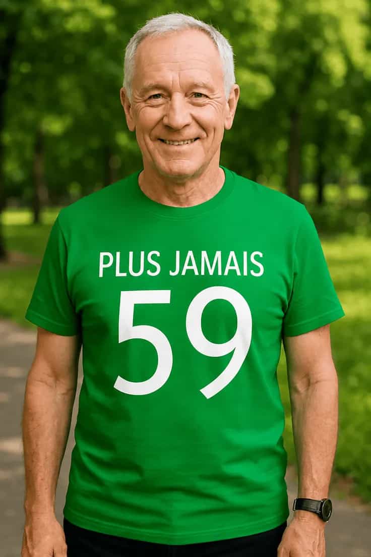 T-shirt humoristique Plus jamais 59 ans