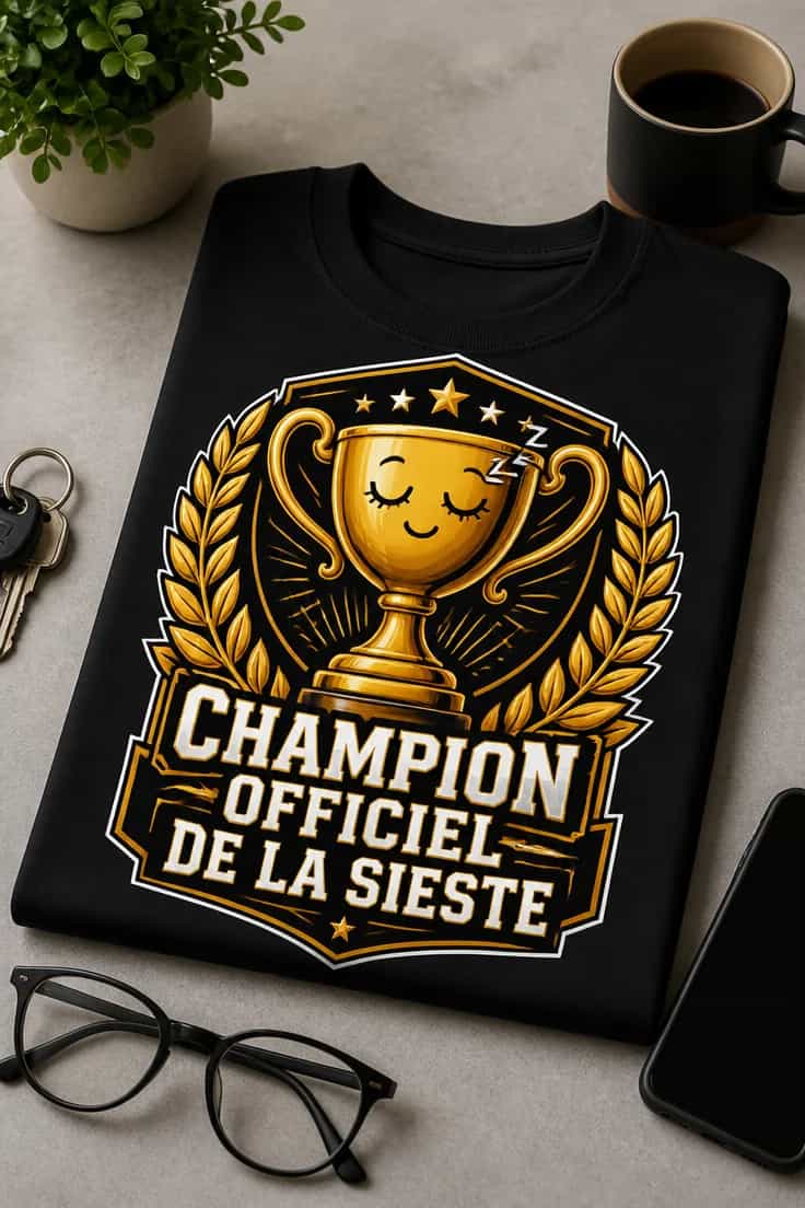 T-shirt champion officiel de la sieste