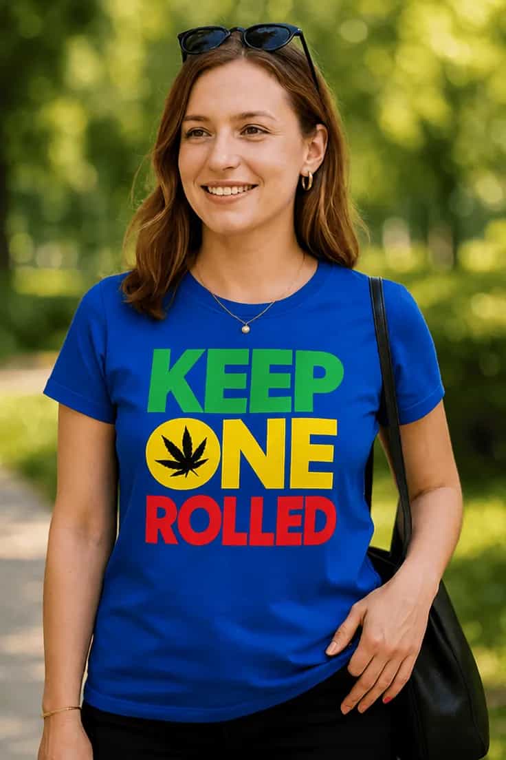 T-shirt humoristique Style rasta KEEP ONE ROLLED