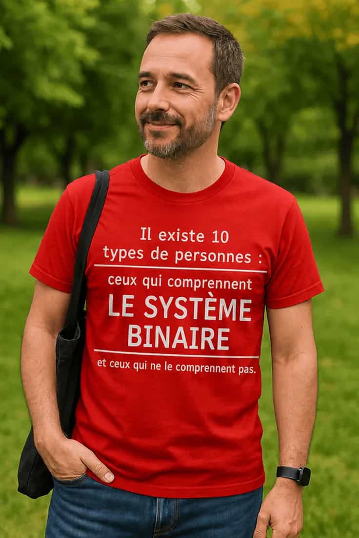 T-shirt humoristique Système binaire – Il existe 10