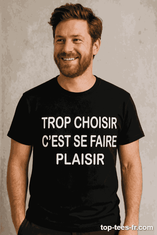 T-shirt humoristique trop choisir se faire plaisir