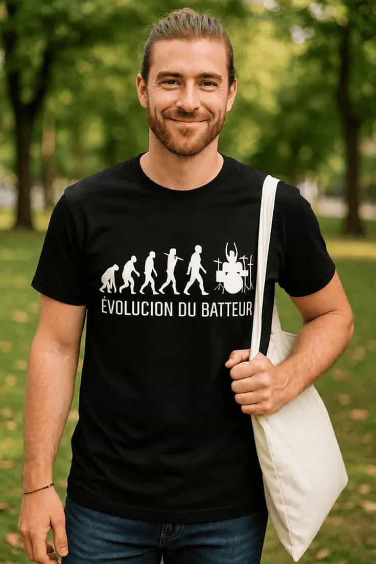 T-shirt humoristique Évolution du batteur