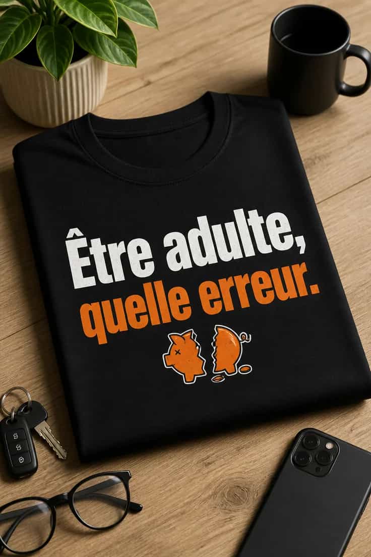 T-shirt humoristique adulte : Être adulte, quelle erreur.
