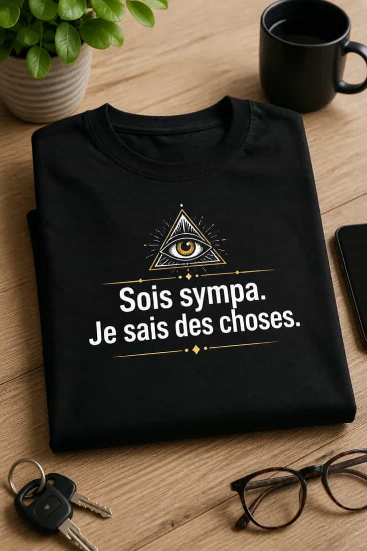 T-shirt Sois sympa. Je sais des choses.
