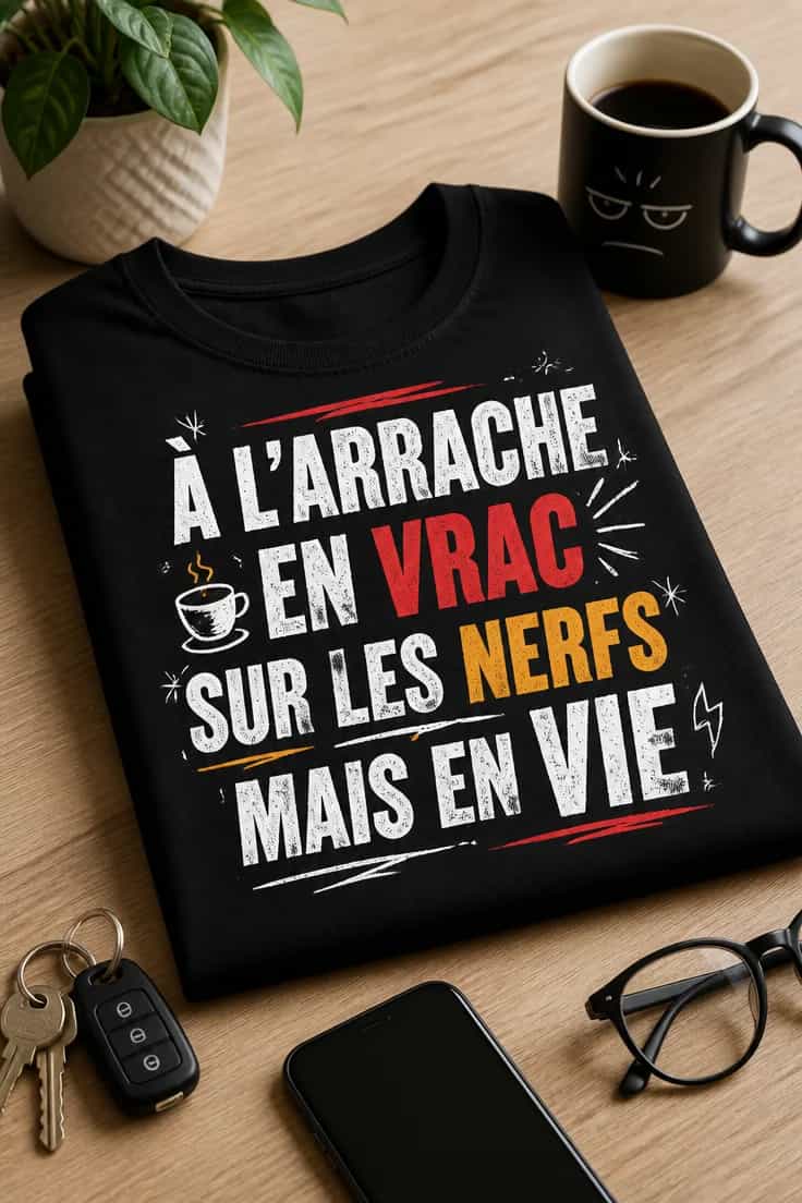 T-shirt humour français à l’arrache en vrac sur les nerfs