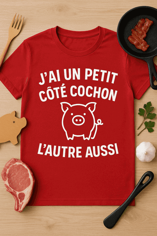 T-shirt Humour - J'ai un petit côté cochon… l'autre aussi