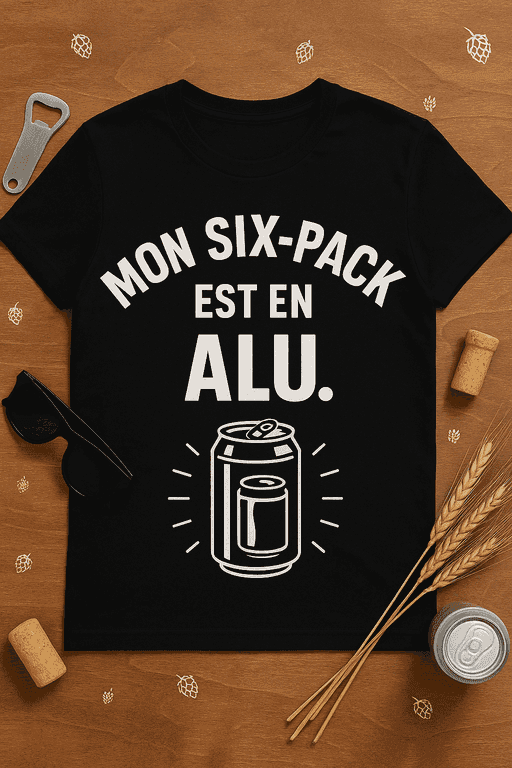 T-shirt humour - Mon six-pack est en alu