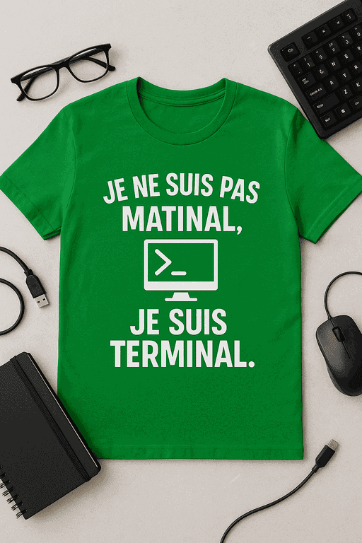 T-shirt Je ne suis pas matinal, je suis terminal