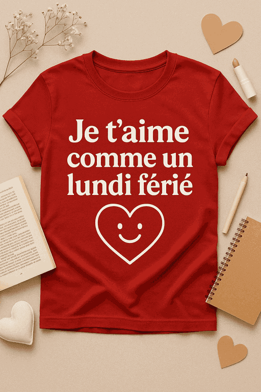 T-shirt Je t'aime comme un lundi férié