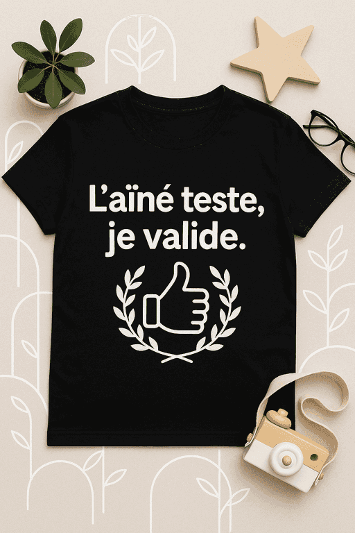 T-shirt L'aîné teste, je valide