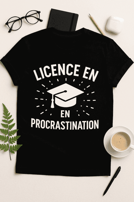 T-shirt Licence en Procrastination