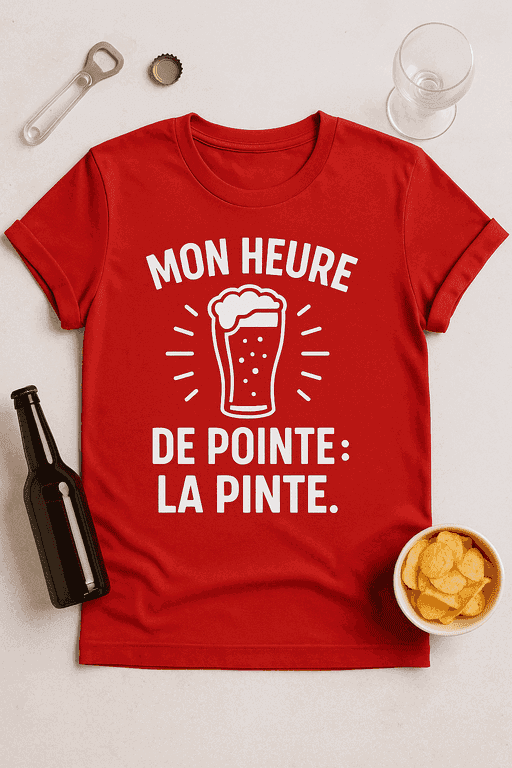 T-shirt Mon heure de pointe: la pinte