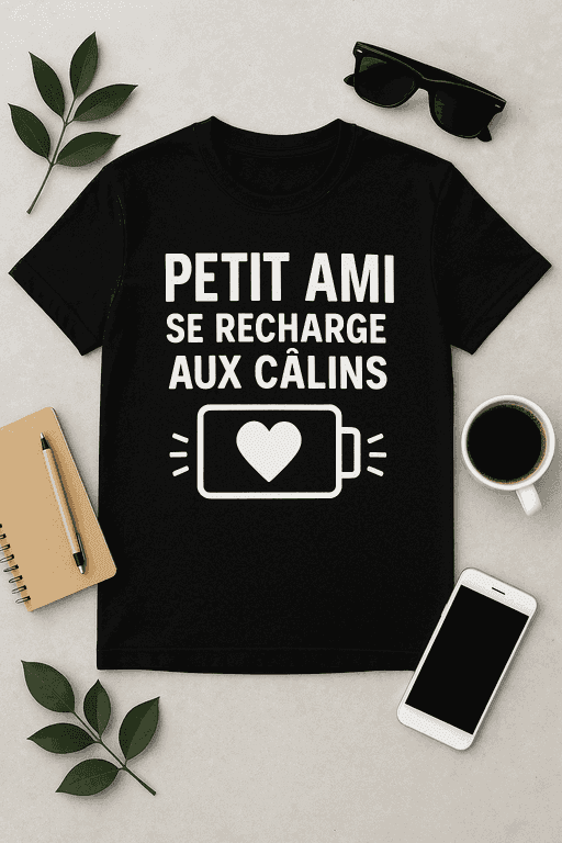 T-shirt Petit ami : se recharge aux câlins